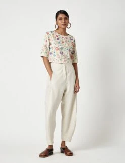 Ecru Multi Arbor Emboidered Blouse