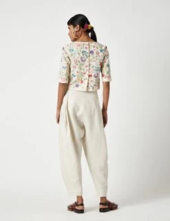 Ecru Multi Arbor Emboidered Blouse -Africans Shop 15lg15b