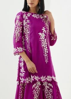 Magenta With Ecru Top With Thread Embroidery -Africans Shop 1626magentaecrub