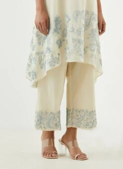 Ecru And Sky Pant With Beaded Sequins Embroidery -Africans Shop 1652ecrusky3