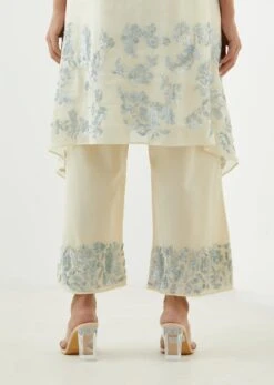 Ecru And Sky Pant With Beaded Sequins Embroidery -Africans Shop 1652ecrusky4