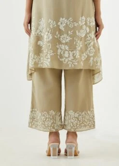 Natural And Ecru Pant With Beaded Sequins Embroidery -Africans Shop 1652naturalecru4