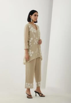 Beige Cotton Top With Thread Embroidery -Africans Shop 1662topbeige 4