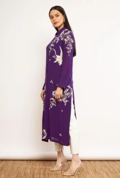 Purple Crane Button Down Shirt -Africans Shop 178773