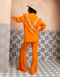 Orange Elaine Parsi Gara Frill Shirt -Africans Shop 18341b