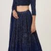 Navy Chiffon Lehenga Set With Sequins -Africans Shop 1 36726