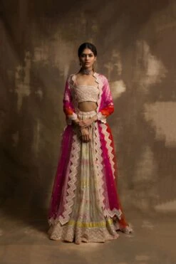 Yunus Ivory Gota And Mirror Lehenga Set