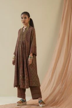 The Whirling Dance HandinBlock Printed Pants In Brown And Green