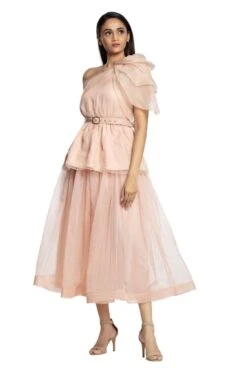 Blush Pink One Shoulder Ruffled Top