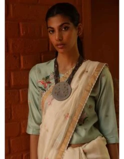 Handwoven Silk Chanderi Floral Buta Blouse