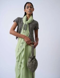 Green Embroidered Blouse In Handloom Cotton -Africans Shop 20262