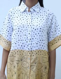 Digital Print Embroidered Shirt In Pure Linen -Africans Shop 2310273