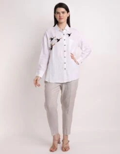 White Flying Toucan Emb Shirt