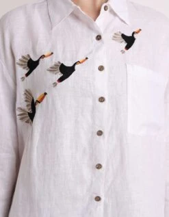 White Flying Toucan Emb Shirt -Africans Shop 231087b