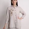 Beige Giraffe Embroidery Shirt -Africans Shop 2310961