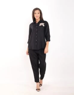 Black Dog Embroidered Shirt