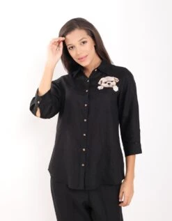 Black Dog Embroidered Shirt -Africans Shop 2311453