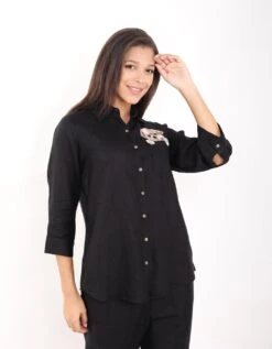Black Dog Embroidered Shirt -Africans Shop 2311454