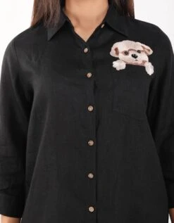 Black Dog Embroidered Shirt -Africans Shop 2311455