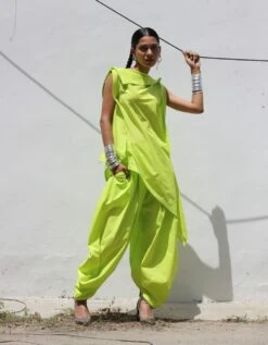 Neon Green Asymmetrical Top -Africans Shop 261053