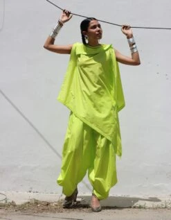 Neon Green Asymmetrical Top -Africans Shop 26105b