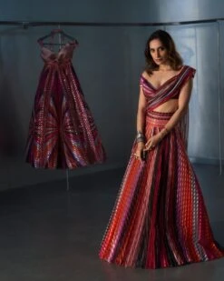 Pink Plisse Lehenga Set With Embroidered Moulded Blouse -Africans Shop 277630316 492874342228936 2830656046344864355 n