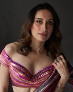 Pink Plisse Lehenga Set With Embroidered Moulded Blouse -Africans Shop 277651863 332488218946439 7839810046079524074 n