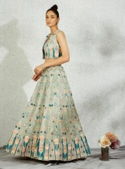 Pale Blue Hand Embroidered Lehenga Set -Africans Shop 2 16833
