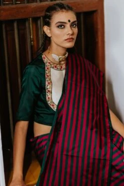 Green And Ivory Silk Blouse -Africans Shop 2 32673