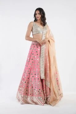 Candy Pink And Light Green Lehenga Set -Africans Shop 2 45915