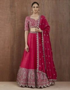 Red Zardosi Embroidered Lehenga Set In Raw Silk -Africans Shop 2 6192