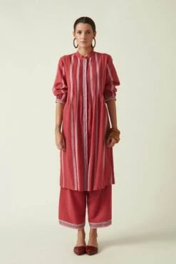 Wine Cotton Enoki Straight Pants