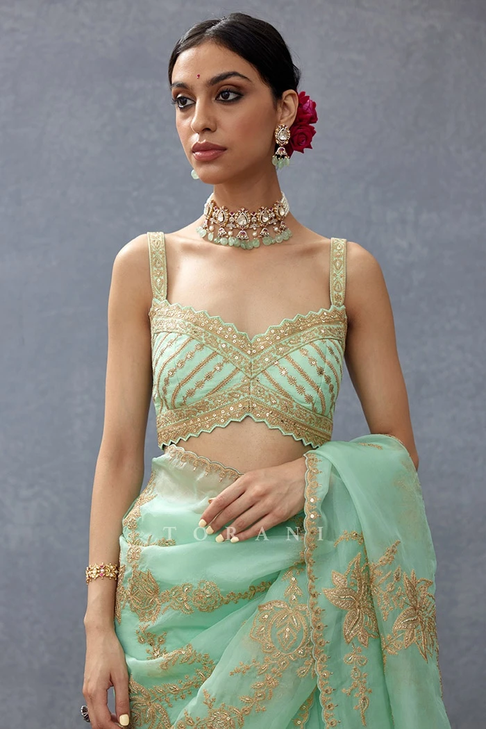 Green Gul Neer Zarra Blouse 3 Green Gul Neer Zarra Blouse