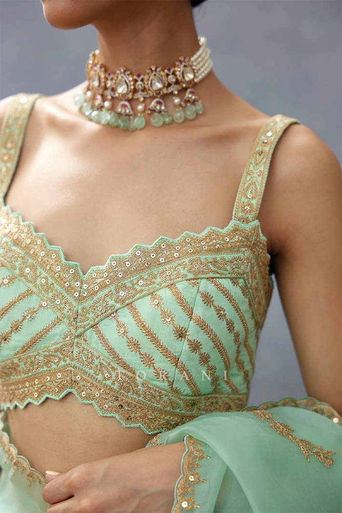 Green Gul Neer Zarra Blouse 4 Green Gul Neer Zarra Blouse - Image 2