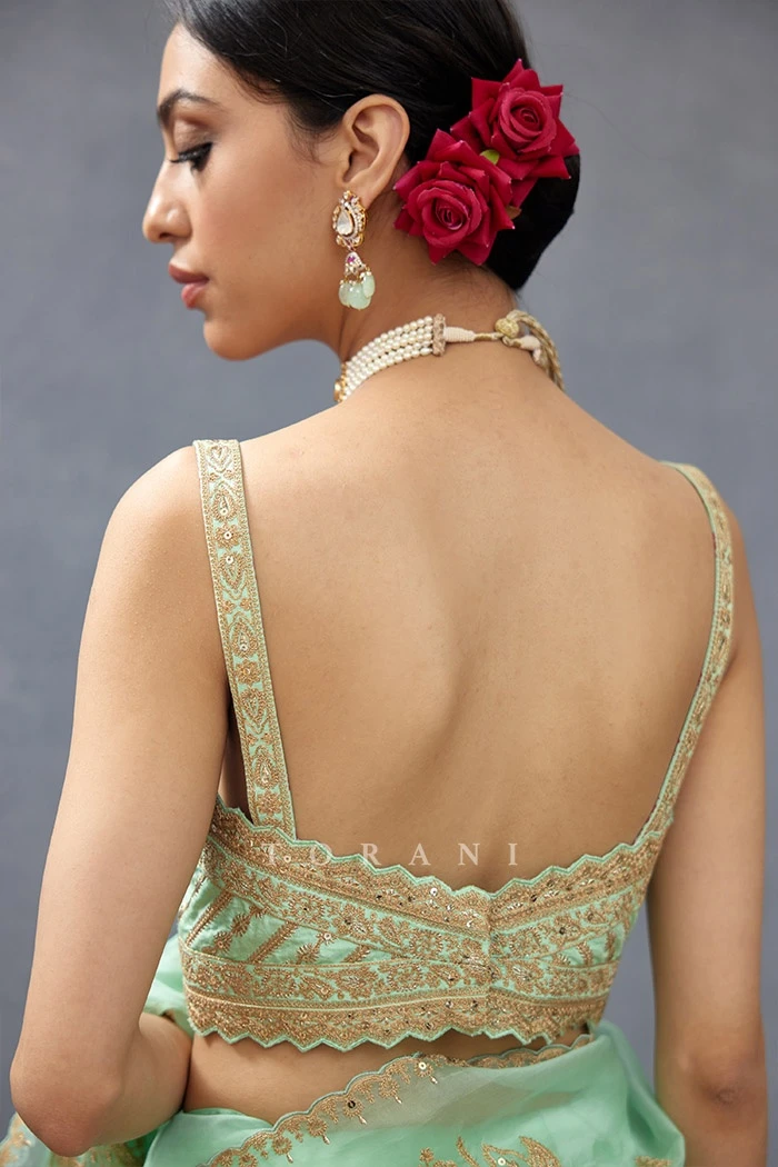 Green Gul Neer Zarra Blouse 6 Green Gul Neer Zarra Blouse - Image 4