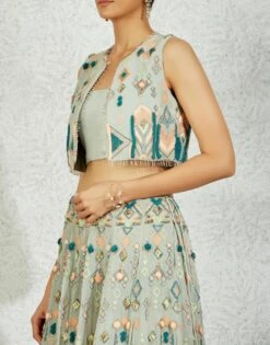 Pale Blue Hand Embroidered Lehenga Set -Africans Shop 3 13105