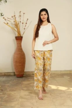 Seher Hazel Grey Floral Print Pants -Africans Shop 3 25220