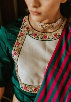 Green And Ivory Silk Blouse -Africans Shop 3 25261