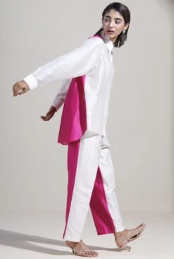 Wine Color Block Shirt With Pants -Africans Shop 3 30444