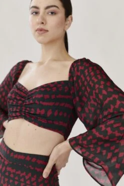 Dark Green And Dark Pink Abstract Print Top -Africans Shop 3 31066