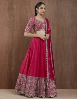 Red Zardosi Embroidered Lehenga Set In Raw Silk -Africans Shop 3 4802