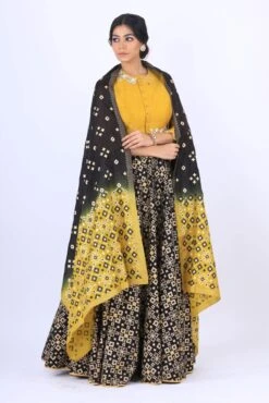 Black Mustard Ikat Printed Lehenga Set -Africans Shop 3 50919