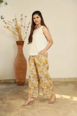 Seher Hazel Grey Floral Print Pants -Africans Shop 4 15553