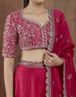 Red Zardosi Embroidered Lehenga Set In Raw Silk -Africans Shop 4 2852