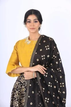 Black Mustard Ikat Printed Lehenga Set -Africans Shop 4 33583