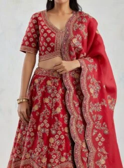 Red Cheverone Lehenga Set -Africans Shop 5 13498