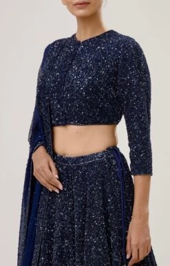 Navy Chiffon Lehenga Set With Sequins -Africans Shop 5 6166