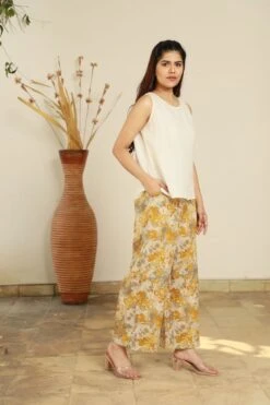 Seher Hazel Grey Floral Print Pants -Africans Shop 5 6959