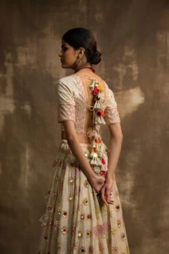 Yunus Ivory Gota And Mirror Lehenga Set -Africans Shop 7 845