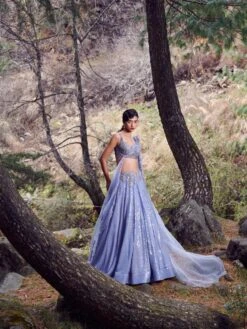 Lilac Carmine Chiffon Lehenga Set